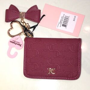 Juicy Couture Cranberry Juice For The Girls Faux Leather Card Case Key Fob NWT